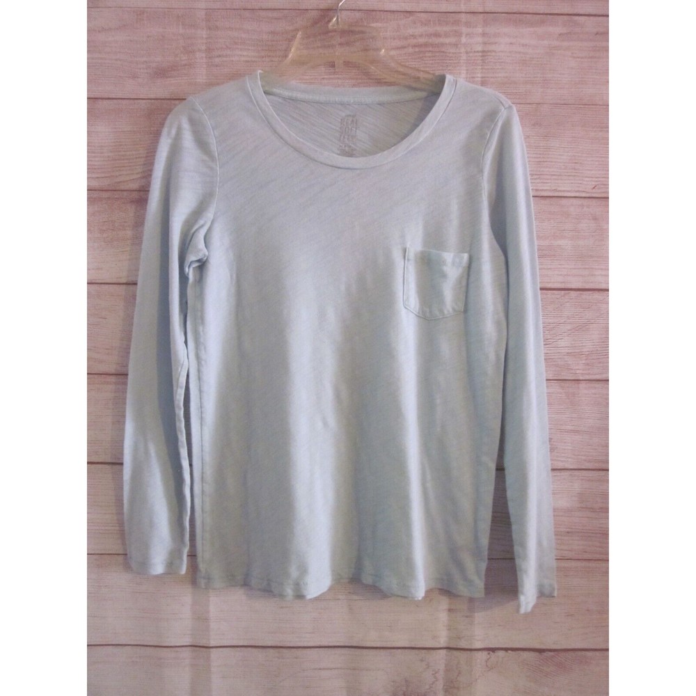 Aerie Real Soft Top Shirt Size Medium  Long Sleeve Green Tee T-Shirt Solid